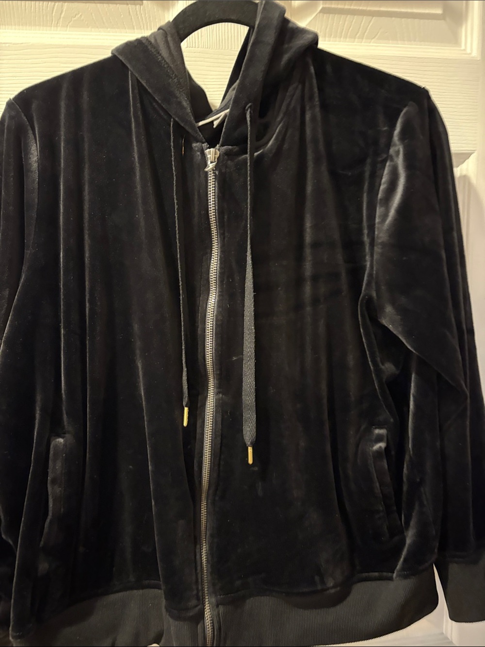Style & Co. Black Velvet Zip-Front Hoodie
